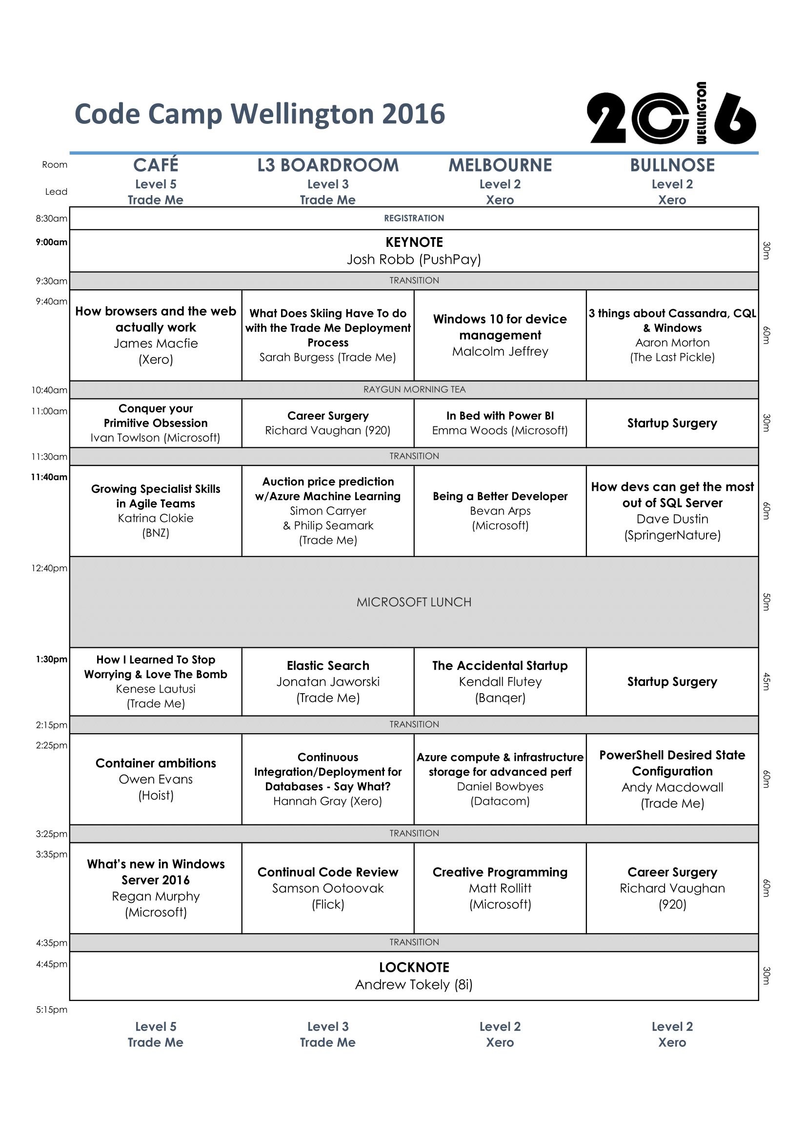 Schedule from CCW2016